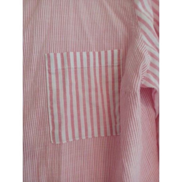 Nautica pink stripe buttondown shirt womens M cotton beach Coastal Granny preppy - Picture 4 of 11